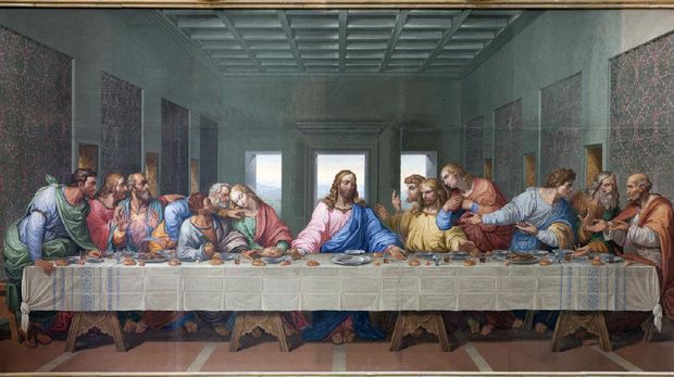 Vienna - Mosaic of Last supper of Jesus by Giacomo Raffaelli from year 1816 as copy of Leonardo da Vinci work on January 15. 2013 in VIenna.