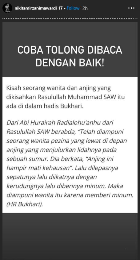 Unggahan balasan Nikita Mirzani