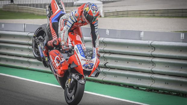 Jack Miller pada babak kualifkasi MotoGP Valencia 2020.