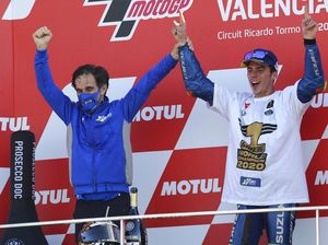 Permisi Trio Podium MotoGP Valencia, Mir Mau Selebrasi Dulu Permisi Trio Podium MotoGP Valencia, Mir Mau Selebrasi Dulu