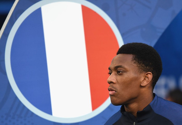 MARSEILLE, FRANCE - JULY 07: Anthony Martial of France looks on during the UEFA EURO semi final match between Germany and France at Stade Velodrome on July 7, 2016 in Marseille, France.  (Photo by Michael Regan/Getty Images)
