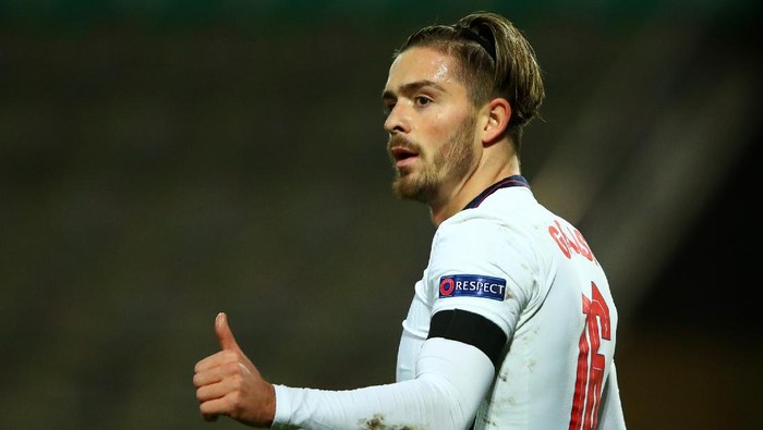 HEVERLEE, BELGIUM - NOVEMBER 15: Jack Grealish of England reacts during the UEFA Nations League group stage match between Belgium and England at King Power at Den Dreef Stadion on November 15, 2020 in Heverlee, Belgium. Football Stadiums around Europe remain empty due to the Coronavirus Pandemic as Government social distancing laws prohibit fans inside venues resulting in fixtures being played behind closed doors. (Photo by Dean Mouhtaropoulos/Getty Images)