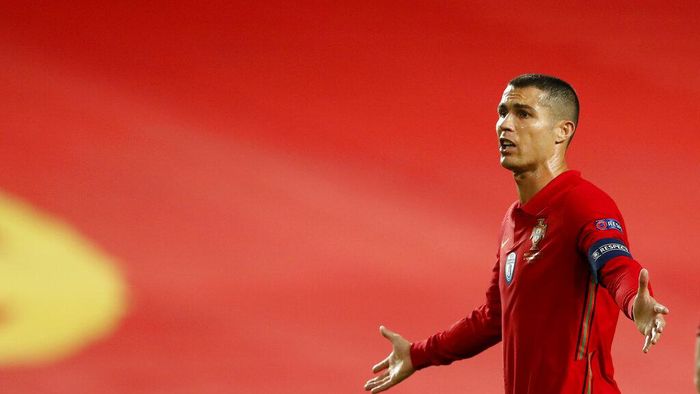 Cristiano Ronaldo Portugals Cristiano Ronaldo gestures during the UEFA Nations League soccer match between Portugal and France at the Luz stadium in Lisbon, Saturday, Nov. 14, 2020. (AP Photo/Armando Franca)
