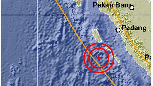 Pusat gempa M 6,3 di Sumatera Barat, 17 November 2020. (Dok BMKG)