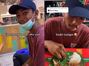 Diajak Makan di Mal untuk Pertama Kali, Lelaki Ini Nangis Terharu