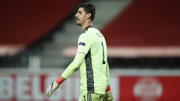 Thibaut Courtois Belgium goalkeeper Thibaut Courtois during the UEFA Nations League soccer match between Belgium and Denmark at the King Power stadium in Leuven, Belgium, Wednesday, Nov. 18, 2020. (AP Photo/Francisco Seco)