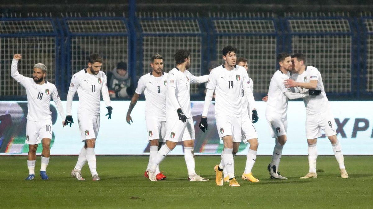 Timnas Italia menang 2-0 atas Bosnia & Herzegovina dan lolos ke semifinal UEFA Nations League. (Foto: Kemal Softic/AP)