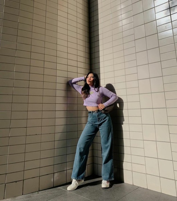 inspirasi fashion all about lilac ala influencer Neva Indriany