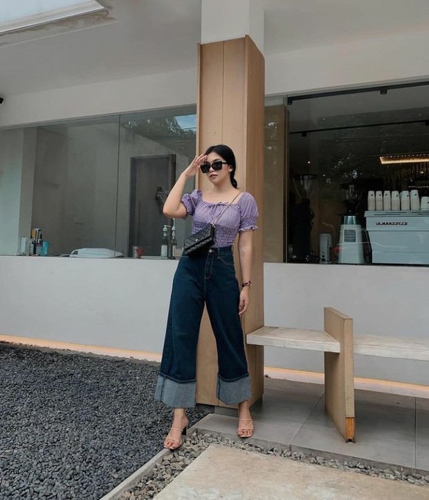 inspirasi fashion all about lilac ala influencer Neva Indriany