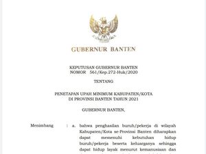 UMK 2021 di Banten Naik 1,5 Persen, Ini Rinciannya