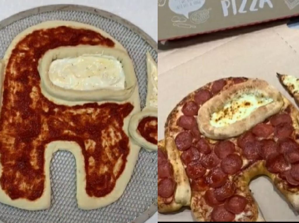 Lucu! Pizza Ini Bentuknya Mirip Karakter Impostor Among Us