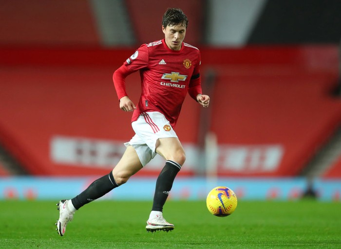 MANCHESTER, ENGLAND - NOVEMBER 21: Victor Lindelof of Manchester United during the Premier League match between Manchester United and West Bromwich Albion at Old Trafford on November 21, 2020 in Manchester, England. Sporting stadiums around the UK remain under strict restrictions due to the Coronavirus Pandemic as Government social distancing laws prohibit fans inside venues resulting in games being played behind closed doors. (Photo by Catherine Ivill/Getty Images)