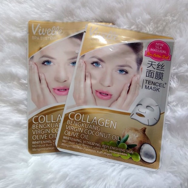 Vivelle Colagen Mask Bengkoang/shoope.co.id Vivelle Colagen Mask Bengkoang mengandung collagen dan bengkoang yang baik untuk mencerahkan/shoope.co.id