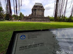 Antisipasi Erupsi Merapi, Candi Mendut Mulai Ditutupi Terpaulin