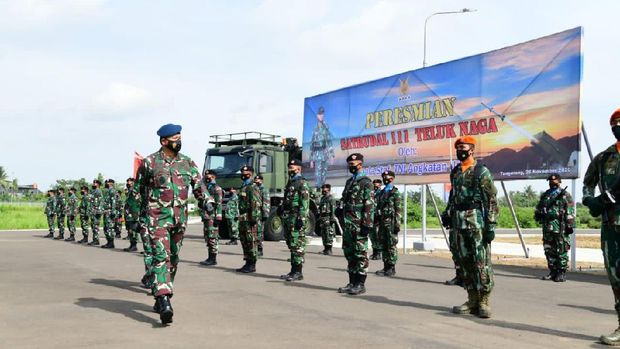 Peresmian Satuan Peluru Kendali (Saturdal) 111 TNI AU di Teluk Naga, Tangerang, Banten, Kamis (26/11/2020).