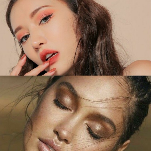Warna eyeshadow peach dan efek smokey eye/Foto: Pinterest Cara agar mata terlihat terbuka dengan makeup