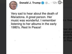 Trump Salah Tweet Maradona Meninggal Jadi Madonna, Ini Faktanya