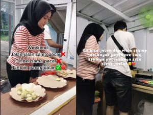Idaman! Wanita Ini Rajin Bantu Kekasihnya Jualan Sate Taichan