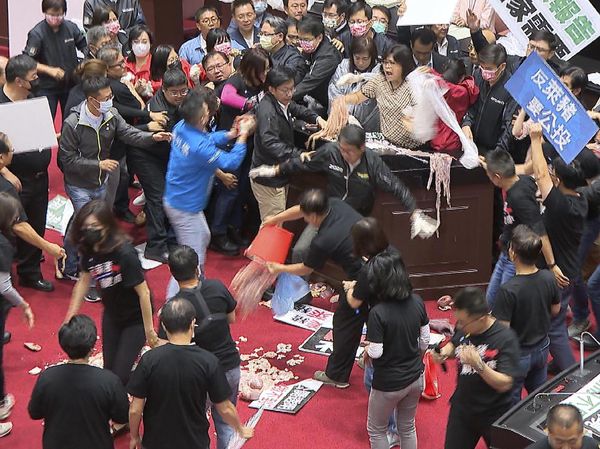 Anggota DPR Taiwan Lempar Usus dan Jeroan Babi Saat Rapat