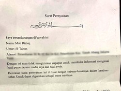 Ini Surat Pernyataan Habib Rizieq Tolak Publikasikan Hasil Swab