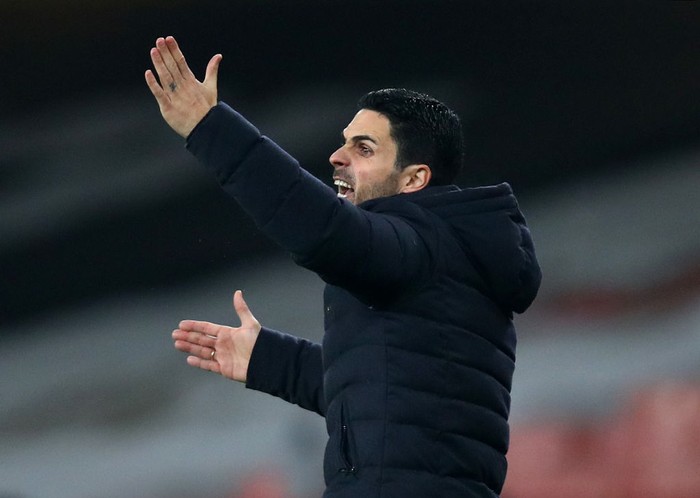LONDON, ENGLAND - NOVEMBER 29: Mikel Arteta, Manager of Arsenal reacts during the Premier League match between Arsenal and Wolverhampton Wanderers at Emirates Stadium on November 29, 2020 in London, England. Sporting stadiums around the UK remain under strict restrictions due to the Coronavirus Pandemic as Government social distancing laws prohibit fans inside venues resulting in games being played behind closed doors. (Photo by Julian Finney/Getty Images)