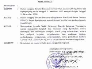 Sultan HB X Perpanjang Status Tanggap Darurat DIY Hingga Akhir Tahun