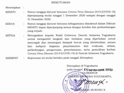 Sultan HB X Perpanjang Status Tanggap Darurat DIY Hingga Akhir Tahun