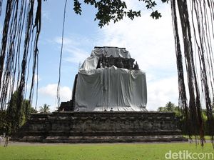 Antisipasi Erupsi Merapi, Candi Mendut Ditutup Terpaulin