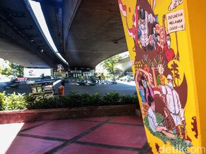 Mural Lawan Corona Hiasi Kolong Tol Tomang