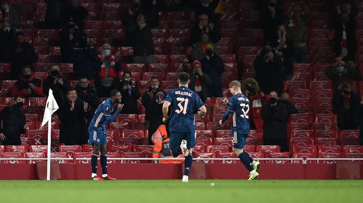 Arsenal menang telak 4-1 atas Rapid Vienna. (Foto: Getty Images/Mike Hewitt)