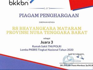 Layanan KB RS Bhayangkara Mataram Raih Juara 3 di Kompetisi BKKBN