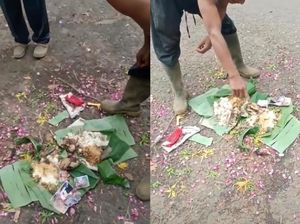 Temukan Sesajen Ayam Goreng hingga Ceker, Bapak Ini Bilang Enak