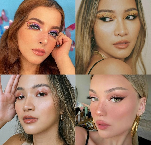 Beauty influencer dengan makeup matanya yang populer/Foto: Pinterest/soundcosmeticsco & Instagram/tasyafarasya/sararobert kilas balik tren makeup 2020
