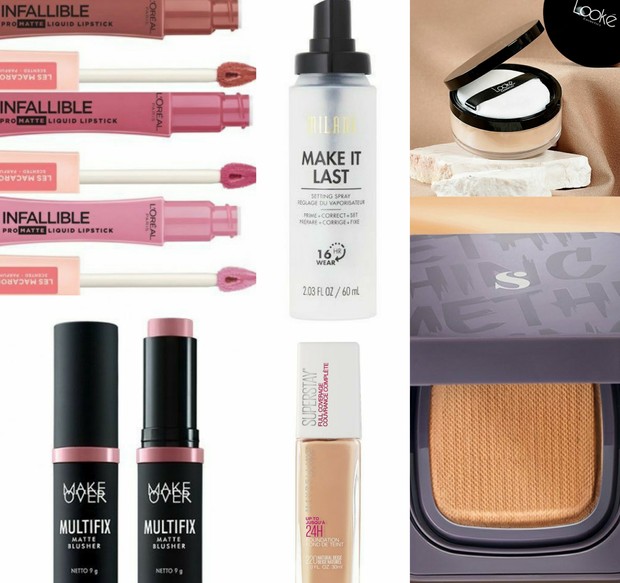 Produk makeup yang maskproof/Foto: Pinterest/musingsofamuse/theshonet/walmart/stylecaster & Instagram: lookecosmetics/somethincofficial kilas balik tren makeup 2020
