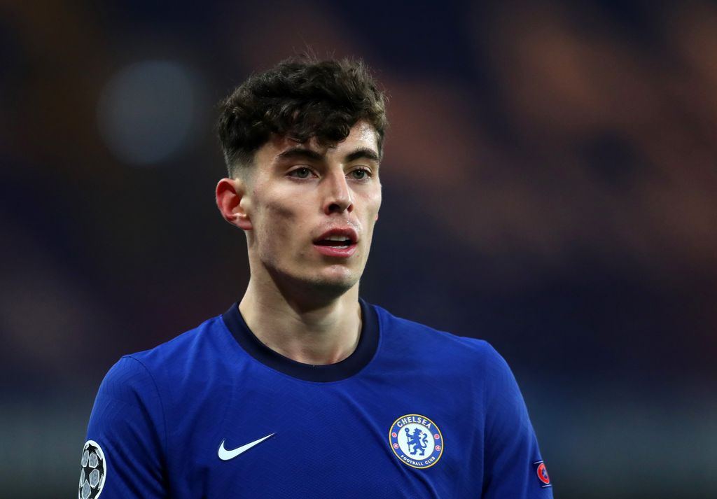 Havertz LONDON, ENGLAND - DECEMBER 08: Kai Havertz of Chelsea during the UEFA Champions League Group E stage match between Chelsea FC and FC Krasnodar at Stamford Bridge on December 08, 2020 in London, England. A limited number of fans (2000) are welcomed back to stadiums to watch elite football across England. This was following easing of restrictions on spectators in tiers one and two areas only. (Photo by Catherine Ivill/Getty Images)