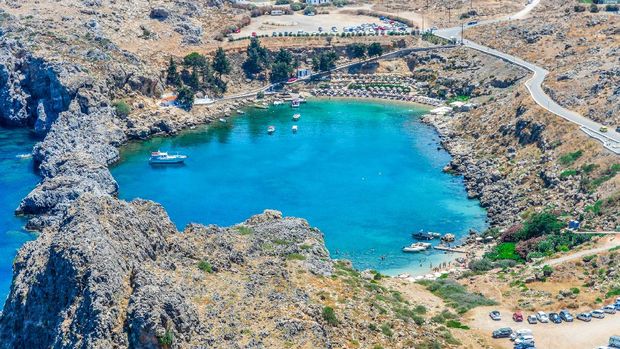 Beautiful St. Paul's Bay in Rhodes, Greece