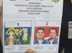 Viral Surat Suara Pilkada Medan Ditempel Gambar Luffy-Zoro One Piece