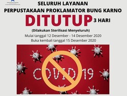 7 Petugas Positif COVID-19, Perpustakaan Bung Karno Ditutup 3 Hari