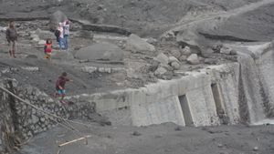 Aliran Lahar Gunung Semeru Jadi Tontonan Warga