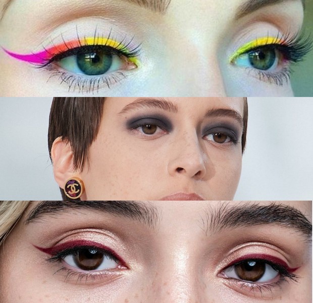 Dari atas: ombre eyeliner, gothic liner, dan red eyeliner/Foto: https://lofficielusa.com & Pinterest/baby510girl/thefashionspot tren makeup 2021