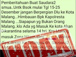 Beredar Pesan Larangan ke Kota Malang karena Zona Hitam, Polisi Sebut Hoaks