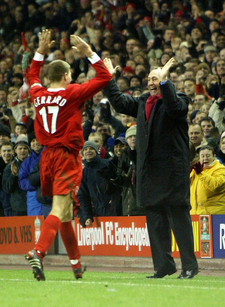22 Feb 2001:  Manager Gerard Houllier of Liverpool looks on during the Liverpool v Roma UEFA Cup Fourth round, second leg match at Anfield, Liverpool. Mandatory Credit: Gary M. Prior/ALLSPORT