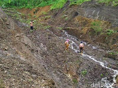 Penampakan Areal Pertanian Amblas Akibat Tanah Bergerak di Pekalongan