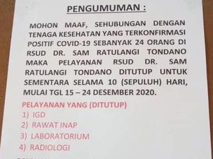 24 Nakes Positif Corona, IGD-Rawat Inap RSUD Sam Ratulangi Tutup 10 Hari