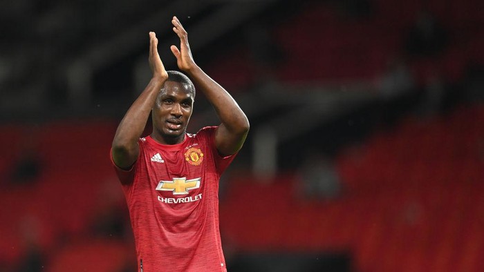 MANCHESTER, ENGLAND - AUGUST 05: Odion Ighalo of Manchester United in action during the UEFA Europa League round of 16 second leg match between Manchester United and LASK at Old Trafford on August 05, 2020 in Manchester, England. (Photo by Michael Regan/Getty Images)