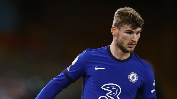 WOLVERHAMPTON, ENGLAND - DECEMBER 15: Timo Werner of Chelsea during the Premier League match between Wolverhampton Wanderers and Chelsea at Molineux on December 15, 2020 in Wolverhampton, England. The match will be played without fans, behind closed doors as a Covid-19 precaution. (Photo by Michael Steele/Getty Images)