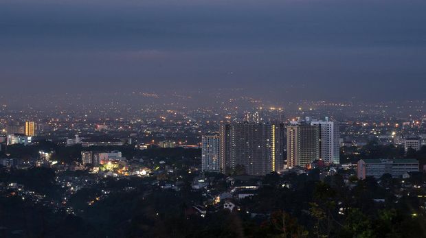 Scenery of mistycal Bandung in west java province, Indonesia taken from Punclut.