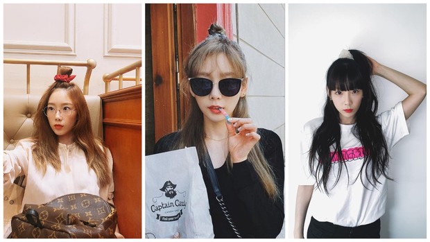 Taeyeon SNSD/ Foto: Instagram.com/taeyeon_ss style rambut top knot Taeyeon SNSD