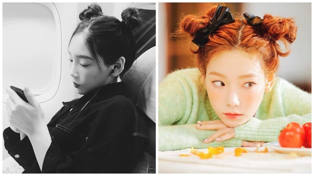 Taeyeon SNSD/ Foto: Instagram.com/taeyeon_ss style rambut space buns Taeyeon SNSD
