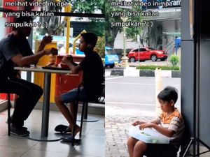 Nyesek! Pemandangan 2 Bocah Asyik Makan dan Jualan Makanan di Resto